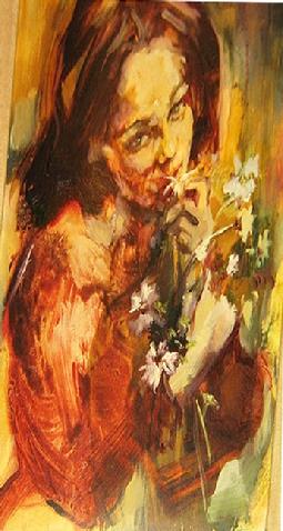 Featured on Nate Berkus NBC TV Show Natiionwide: Hyacinthe Kuller "Girl With Flowers" 9x12" $17,000.00.