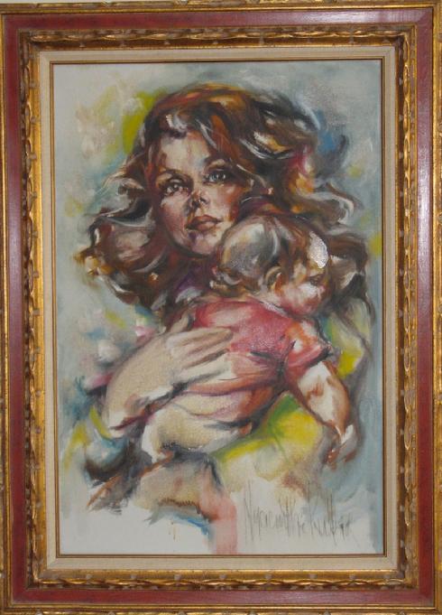 "SERENITY" mother and child, 2x3' framed